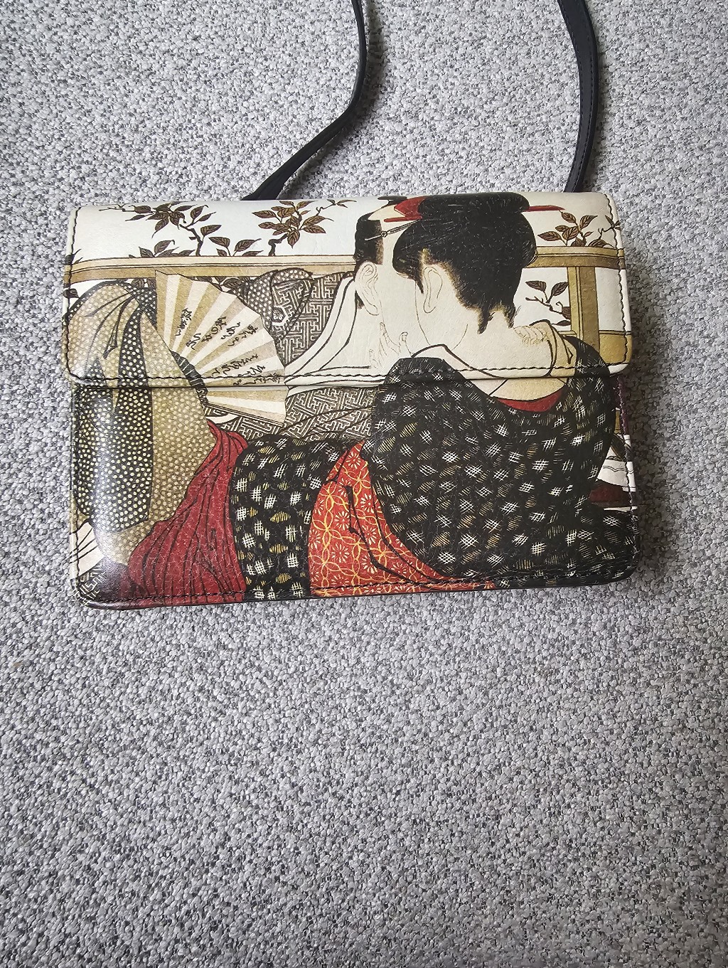 Jeon Los Angeles Genuine Leather Crossbody Bag Kitagawa Utamaro Shunga Art Print